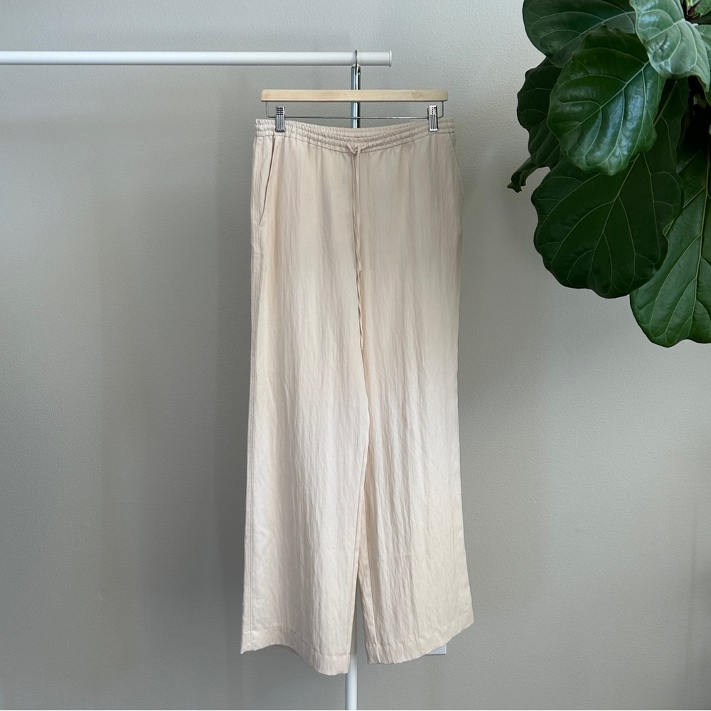 Straight Leg Drawstring Pants Ecru